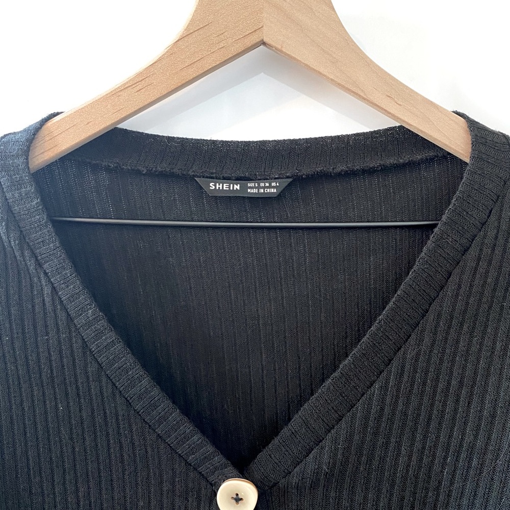 SHEIN Bishop Sleeve Button Front Cardigan